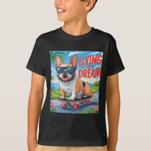 FRANSE BULLDOG "LIVING THE DREAM" VOOR KINDEREN T-SHIRT