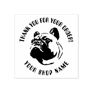 Franse Bulldog Logo Rubber Stamp met tekstveld Rubberstempel