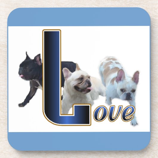 Franse Bulldog Love Bier Onderzetter (Voorkant)