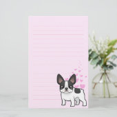 Franse Bulldog Love Briefpapier (Staand voorkant)