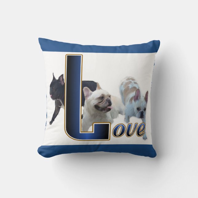 Franse Bulldog Love Kussen (Voorkant)