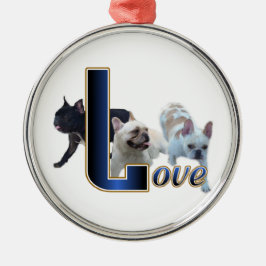Franse Bulldog Love Metalen Ornament