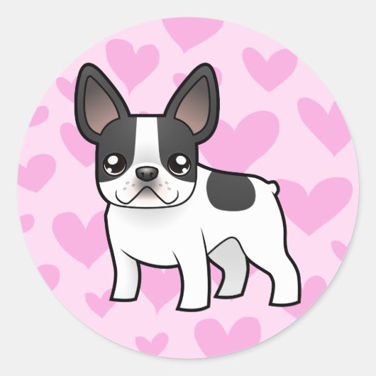 Franse Bulldog Love Ronde Sticker (Voorkant)