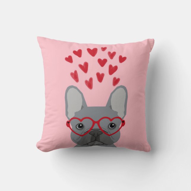 Franse Bulldog Love Valentijnse PIllow Kussen (Voorkant)
