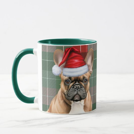 Franse Bulldog Lover Vakantie Geplaagd Kerstmis Mok (Links)