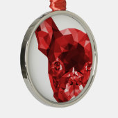 Franse Bulldog Low Poly Art in Red Metalen Ornament (Rechts)