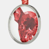 Franse Bulldog Low Poly Art in Red Metalen Ornament (Links)