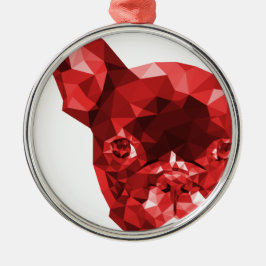 Franse Bulldog Low Poly Art in Red Metalen Ornament