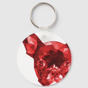 Franse Bulldog Low Poly Art in Red Sleutelhanger