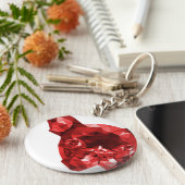 Franse Bulldog Low Poly Art in Red Sleutelhanger (Zijkant)