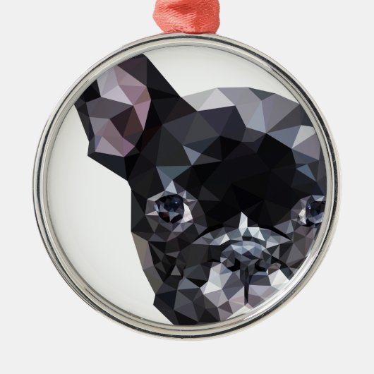 Franse Bulldog Low Poly Art Metalen Ornament (Voorkant)