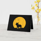 Franse Bulldog Maan Halloween Geïnspireerd Ontwerp Kaart (Gele Bloem)