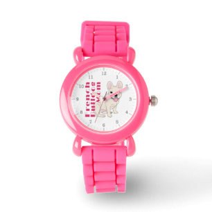 Franse bulldog mam schattig franchie vet roze teks horloge