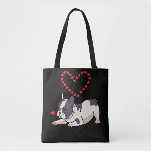 Franse Bulldog mama Frenchie Love Dog Heart Tote Bag (Voorkant)