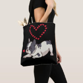Franse Bulldog mama Frenchie Love Dog Heart Tote Bag (Dichtbij)