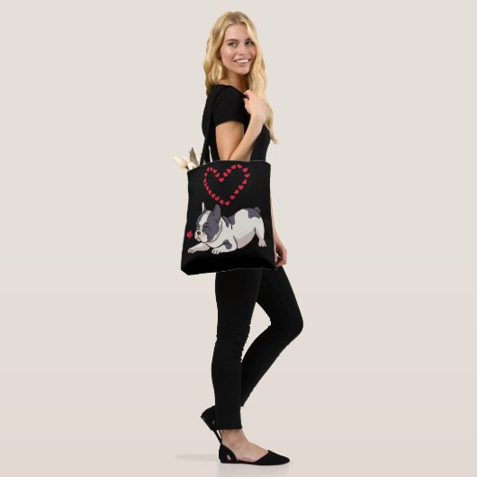 Franse Bulldog mama Frenchie Love Dog Heart Tote Bag (Op model)