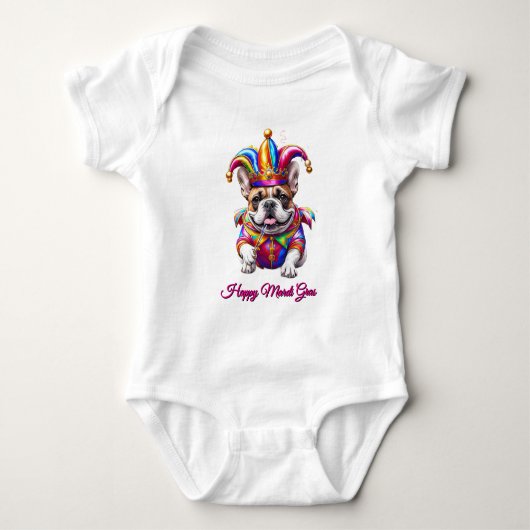 Franse Bulldog Mardi Gras Franse Bulldog Romper (Voorkant)