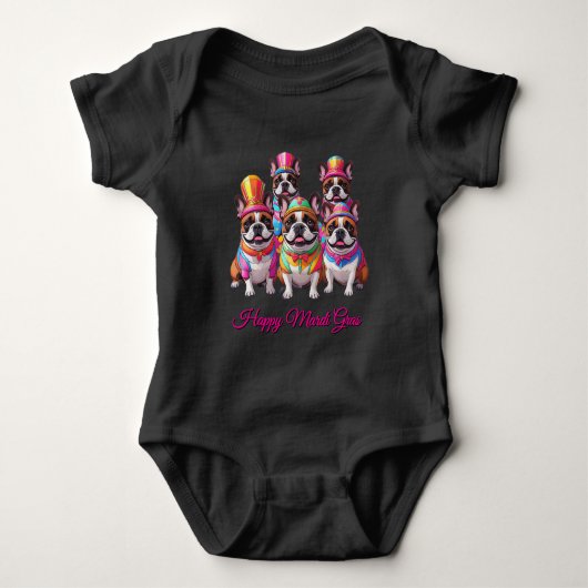 Franse Bulldog Mardi Gras Franse Bulldog Romper (Voorkant)