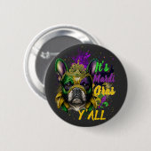 Franse Bulldog Mardi Gras Y'all Carnival Masquerad Ronde Button 5,7 Cm (Voorkant /achterkant)