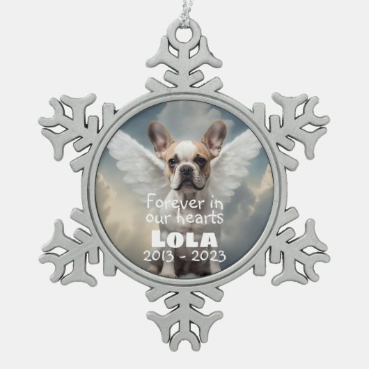 Franse Bulldog Memorial Tin Sneeuwvlok Ornament (Voorkant)