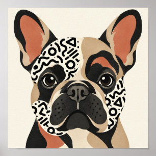 Franse Bulldog Memphis Patroon Grafische Kunst Poster