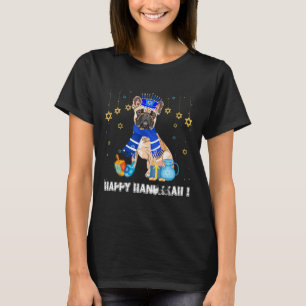 Franse Bulldog Menorah Hoed Gelukkig Chanukah Hanu T-shirt