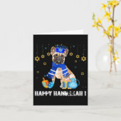 Franse Bulldog Menorah Pet Happy Chanukah Chanoeka Kaart (Gele Bloem)