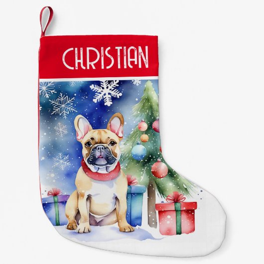 Franse Bulldog mensen kerstcadeaus Kleine Kerstsok (Voorkant)