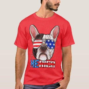 Franse Bulldog Merica 4 juli T Mannen Boys Dog T-shirt