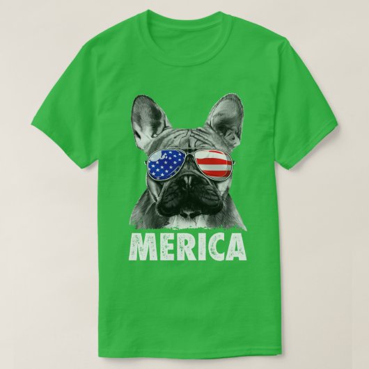 Franse Bulldog Merica, 4 juli voor mannen en vrouw T-shirt (Design voorkant)