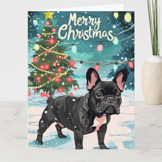 Franse Bulldog Merry kerst Kaart (Voorkant)