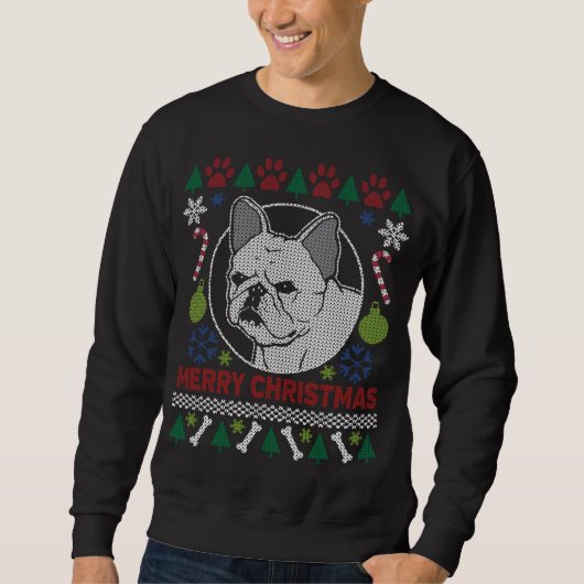 Franse Bulldog Merry-kerst Ugly Trui (Voorkant)