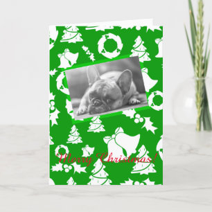 Franse Bulldog Merry kerstboom Wreatbells Feestdagen Kaart