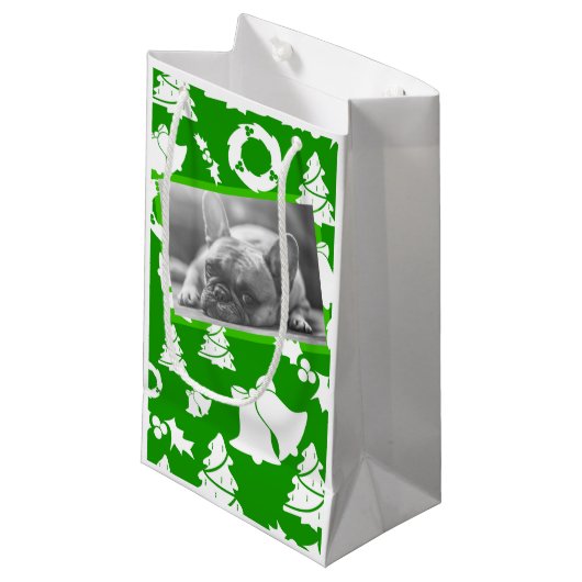 Franse Bulldog Merry kerstboom Wreatbells Klein Cadeauzakje (Voorkant Gekanteld)