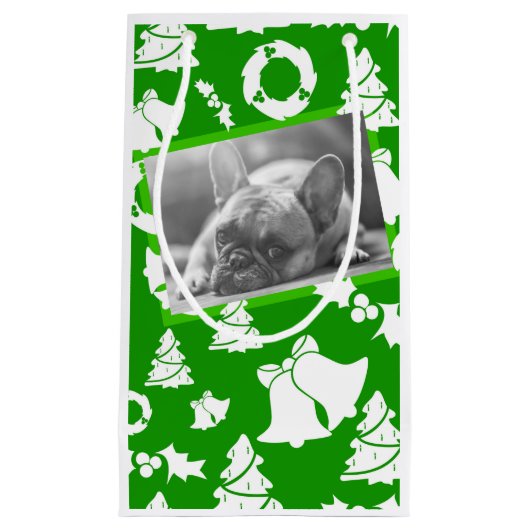 Franse Bulldog Merry kerstboom Wreatbells Klein Cadeauzakje (Voorkant)