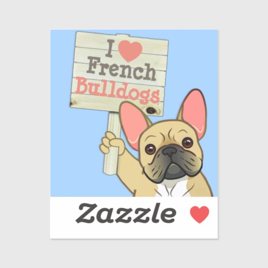 Franse Bulldog met aanpasbaar bord Sticker (Vel)