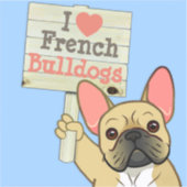 Franse Bulldog met aanpasbaar bord Sticker (Voorkant)