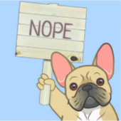 Franse Bulldog met aanpasbare 'Nee' bord Sticker (Voorkant)
