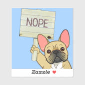 Franse Bulldog met aanpasbare 'Nee' bord Sticker (Vel)