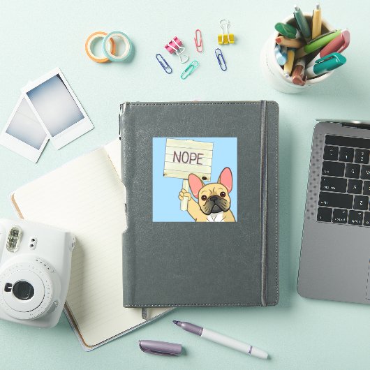 Franse Bulldog met aanpasbare 'Nee' bord Sticker (iPad Cover)