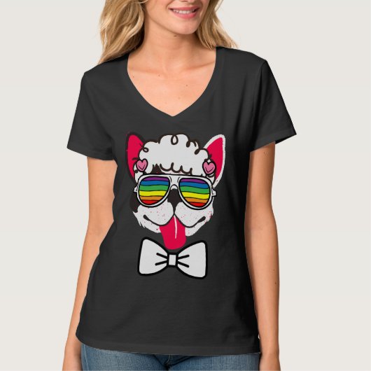 Franse Bulldog met Albert Einstein Smile T-shirt (Voorkant)