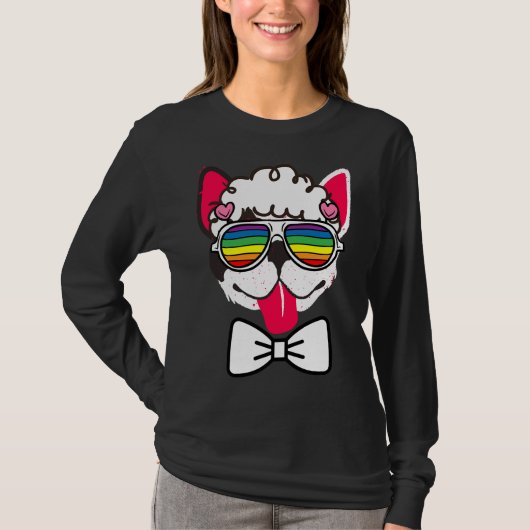 Franse Bulldog met Albert Einstein Smile T-shirt (Voorkant)
