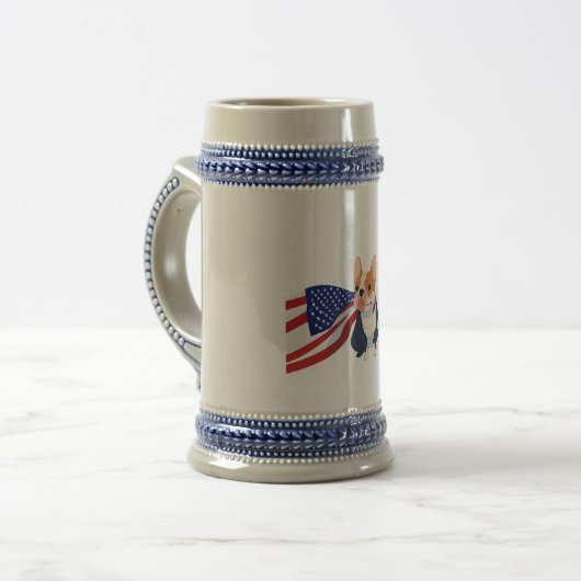 Franse Bulldog met Amerikaanse vlag Bierpul (Voorkant links)