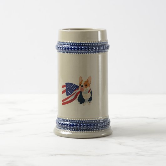 Franse Bulldog met Amerikaanse vlag Bierpul (Center)