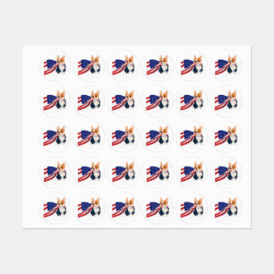 Franse Bulldog met Amerikaanse vlag Labels