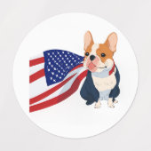 Franse Bulldog met Amerikaanse vlag Labels (Design 2)