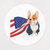 Franse Bulldog met Amerikaanse vlag Labels (Design 1)
