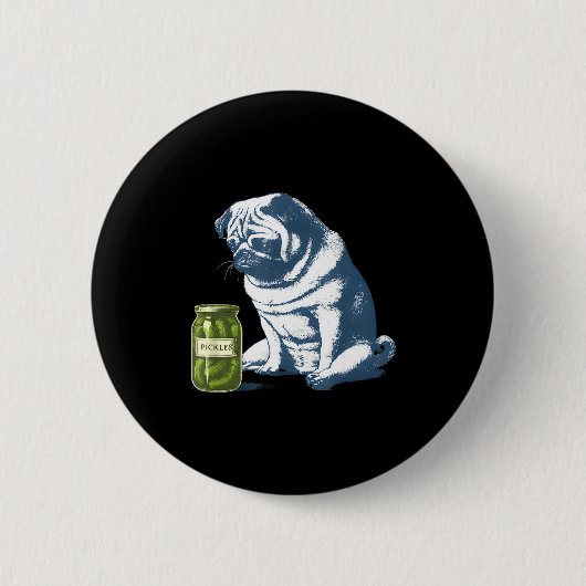 Franse bulldog met augurk pot grappige meme 90s ronde button 5,7 cm (Voorkant)