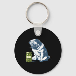 Franse bulldog met augurk pot grappige meme 90s sleutelhanger