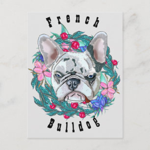 Franse Bulldog met bloemen Briefkaart